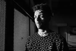 Monochrome image of standing man 