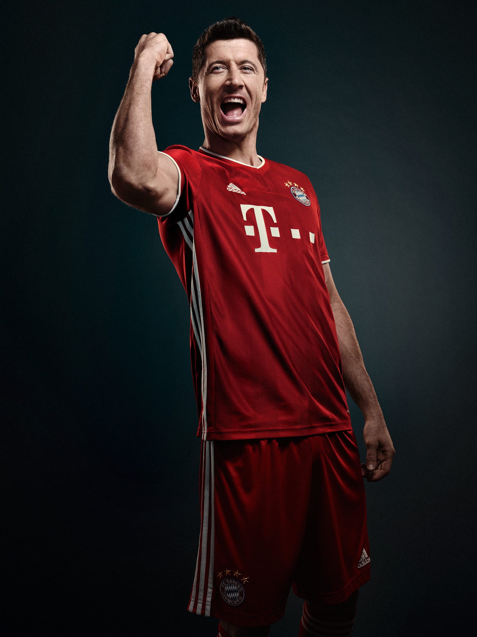 Robert Lewandowski in a Celebrating Pose